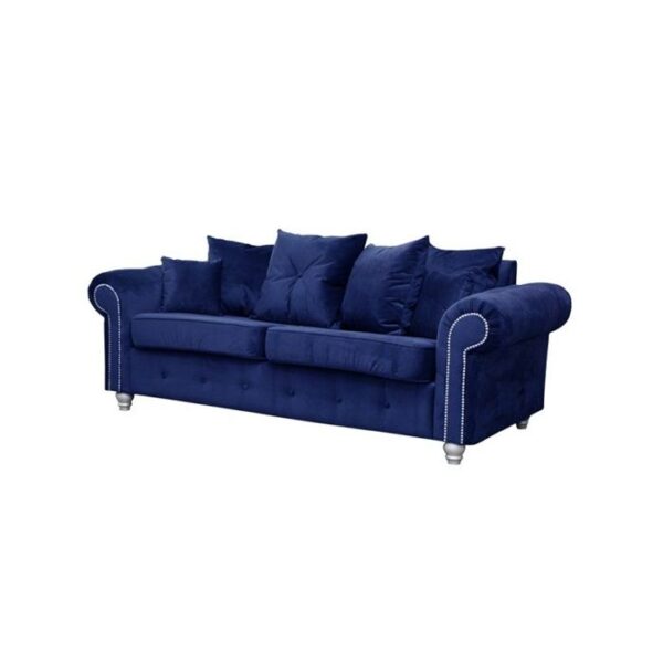 Ashwin Plush Velvet 3 Seater and 2 Seater Sofa Set – Blue - Image 3