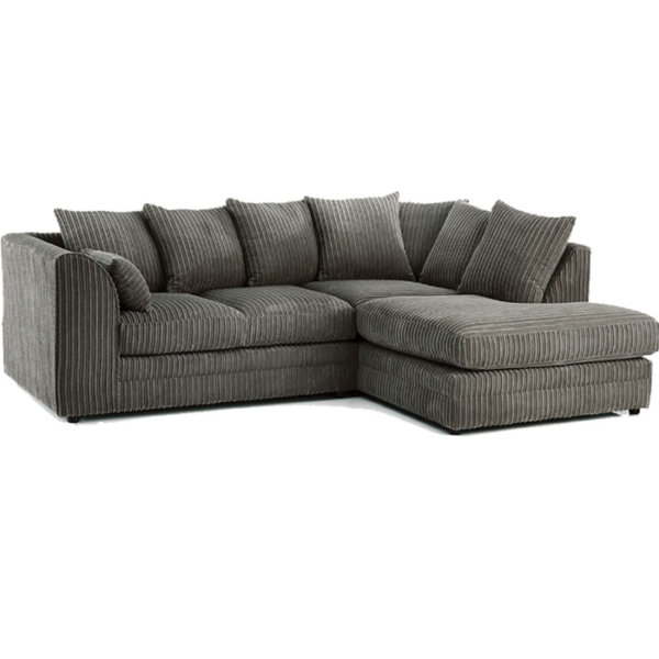 Morris L Shape Jumbo Cord 4 Seater Grey Corner Sofa - Right Side