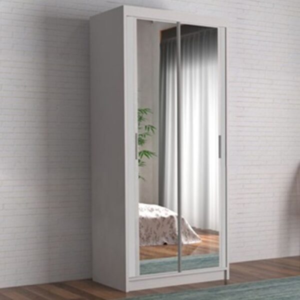 Husum Mirror Sliding Door 90cm Wardrobe - White