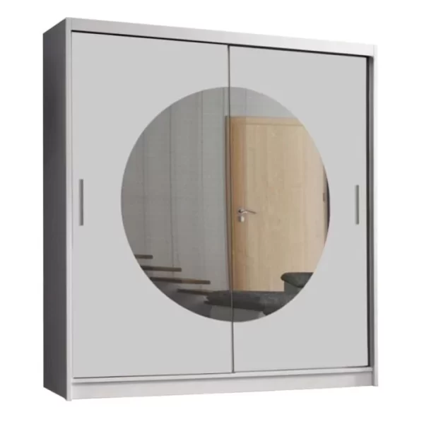 Round mirror sliding door wardrobe - Image 15