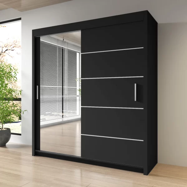 Lyon Mirrored Bedroom Sliding Door Wardrobe - Image 4