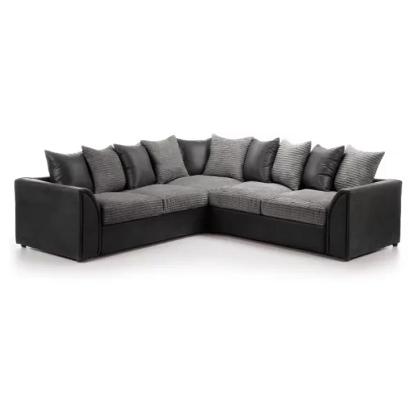 5 Seater Full Corner Sofas in PVC and JUMBO Cord Fabric - Image 2