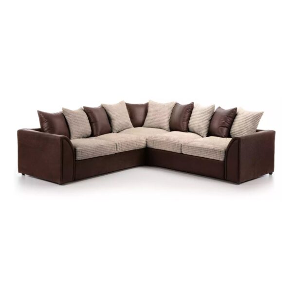 5 Seater Full Corner Sofas in PVC and JUMBO Cord Fabric - Image 3