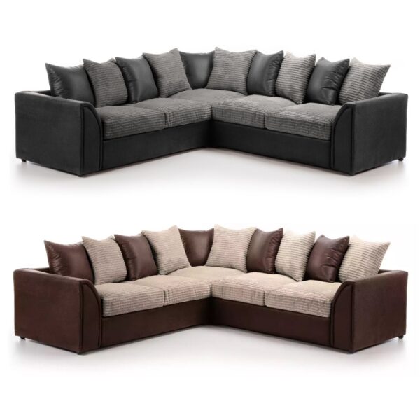 5 Seater Full Corner Sofas in PVC and JUMBO Cord Fabric