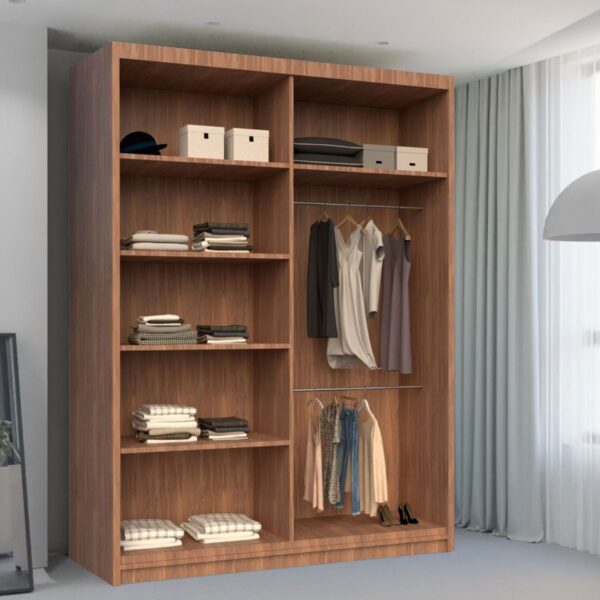 Chelsea Walnut 2 Door Mirrored Sliding Wardrobe - Image 7