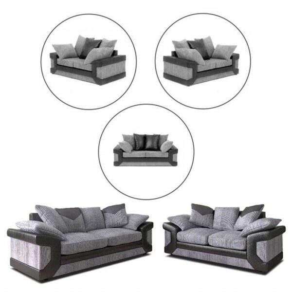 Dino Jumbo Cord 3 Seater and 2 Seater Sofa Set Black with Grey12