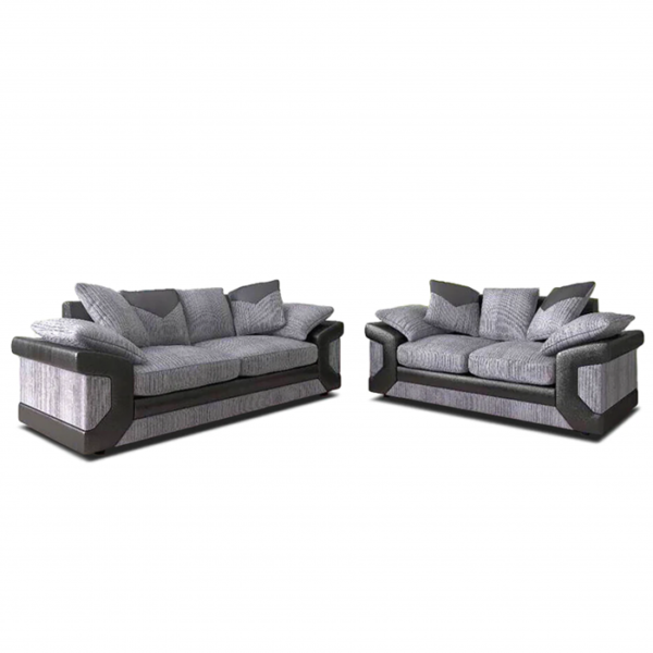 Dino Jumbo Cord 3 Seater and 2 Seater Sofa Set Black with Grey3