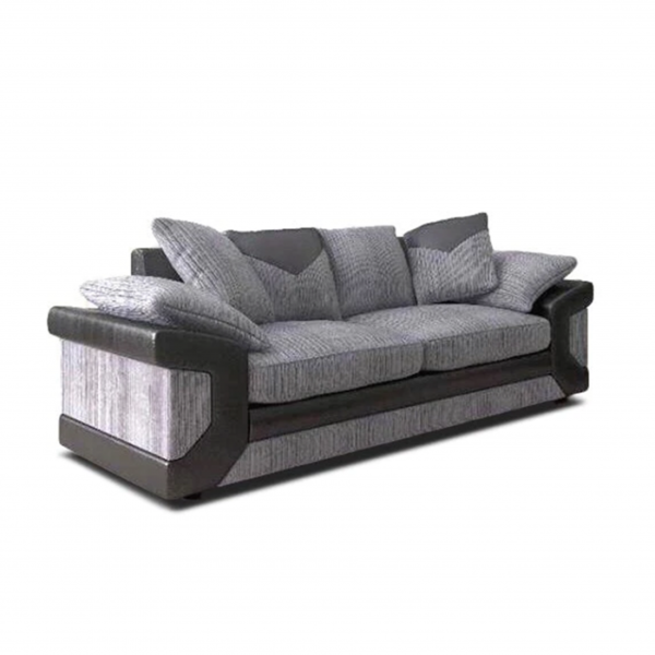 Dino Jumbo Cord 3 Seater and 2 Seater Sofa Set Black with Greyaa