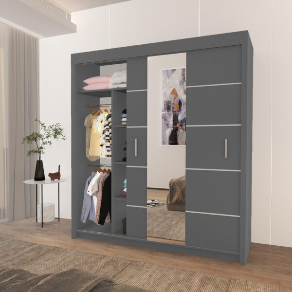 Oslo Mirror Bedroom Sliding Wardrobe - Image 4