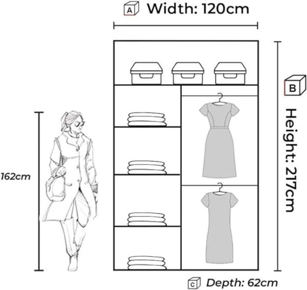 Chicago Mirror Sliding Door 120cm Wardrobe - Wenge - Image 2