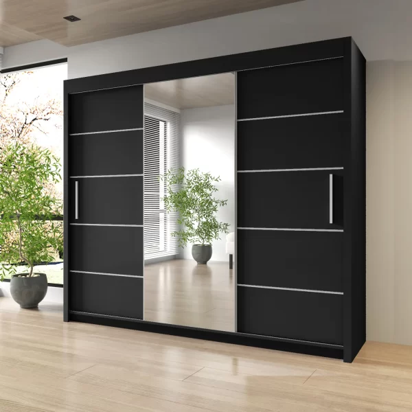 Lyon Mirrored Bedroom Sliding Door Wardrobe - Image 6