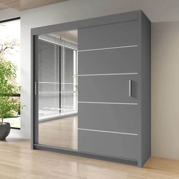 Lyon Mirrored Bedroom Sliding Door Wardrobe - Image 7