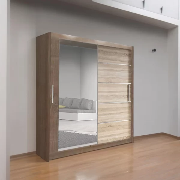 Lyon Mirrored Bedroom Sliding Door Wardrobe - Image 9