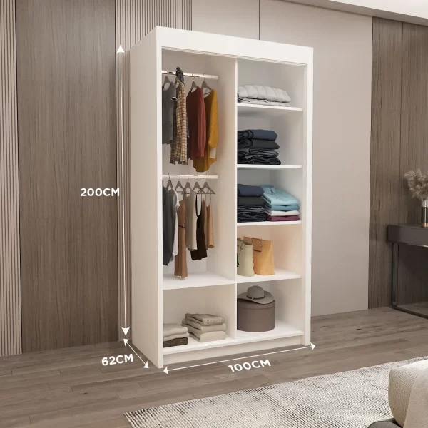 Lyon Mirrored Bedroom Sliding Door Wardrobe - Image 11