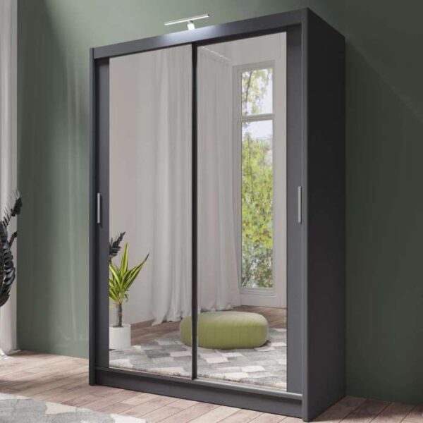 Chicago Mirror Sliding Door 120cm Wardrobe - Grey