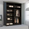 Nicole Mirror Sliding Door 180cm Wardrobe - Black - Image 2