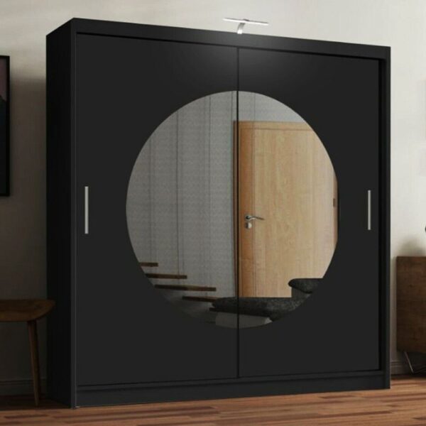 Round mirror sliding door wardrobe - Image 9