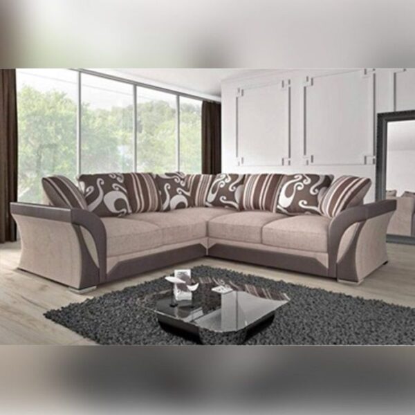 Shannon chenille fabric full corner sofas - Brown with Beige - Image 2