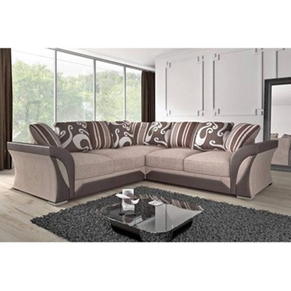 Shannon chenille fabric full corner sofas - Brown with Beige