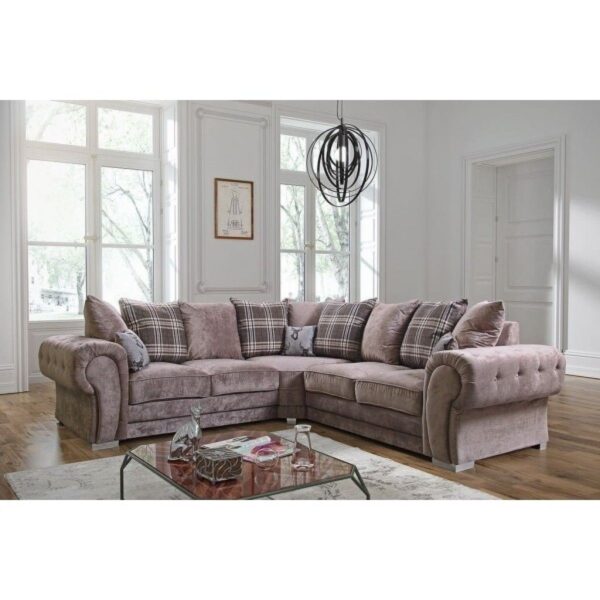 Kingston Fabric Verona Mink and Bieg Colour Full Corner Sofa