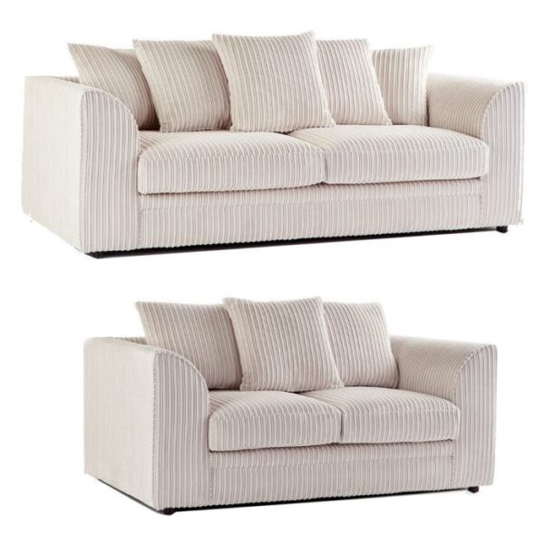 Zealous Jumbo Cord 3 Seater And 2 Seater In Cream