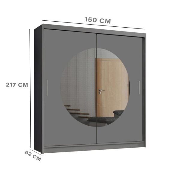 Round mirror sliding door wardrobe - Image 20