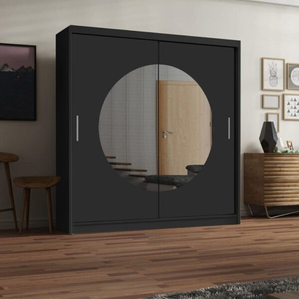 Round mirror sliding door wardrobe - Image 10