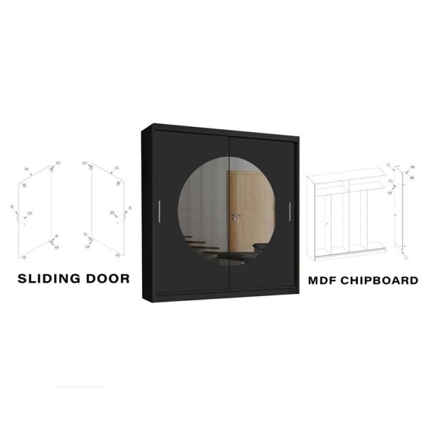 Round mirror sliding door wardrobe - Image 17