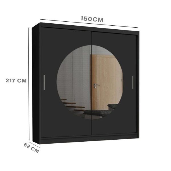 Round mirror sliding door wardrobe - Image 18