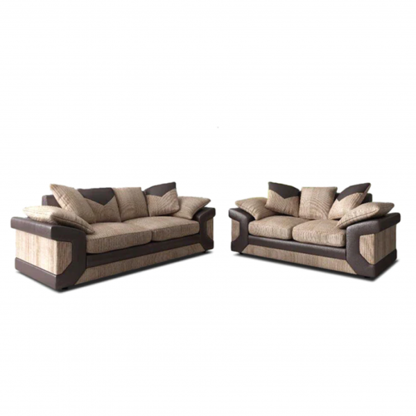 Dino Jumbo Cord 3 Seater and 2 Seater Sofa Set - Brown with Beige - Image 2