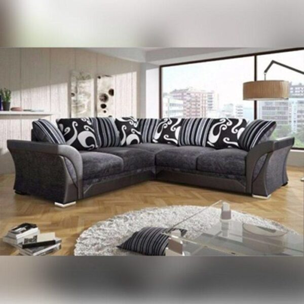 Shannon chenille fabric full corner sofas - Black with Grey