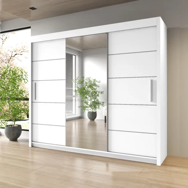 Lyon Mirrored Bedroom Sliding Door Wardrobe - Image 3